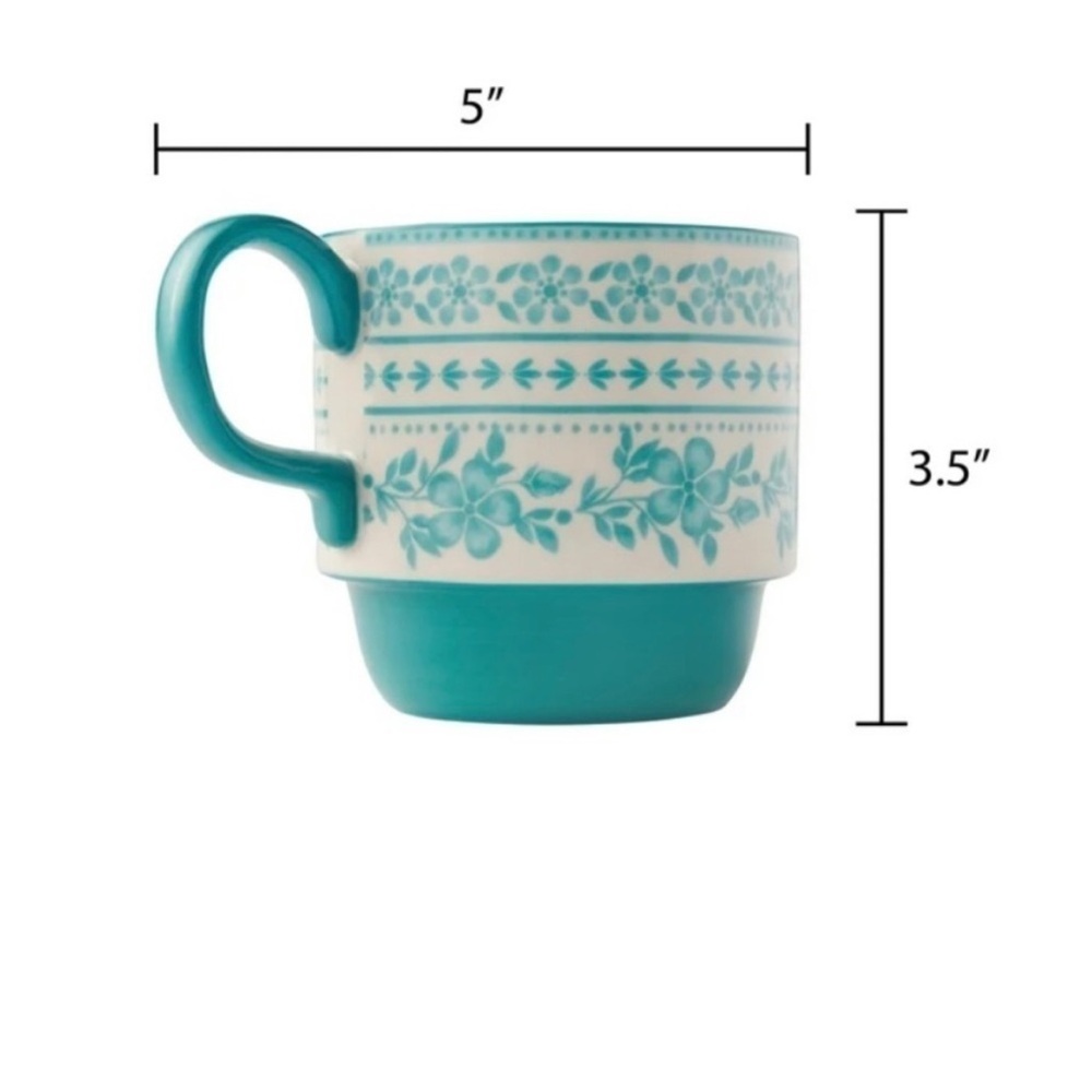 The Pioneer Woman Ditsy with 4 Stacking Stoneware Mugs, with storage rack - Picture 5 of 8